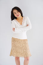 Carrie Lace V Neck Long Sleeve Top in White