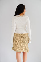 Carrie Lace V Neck Long Sleeve Top in White