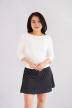 Vanessa Boat Neck Mid Sleeve Top in White