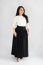 Vanessa Boat Neck Mid Sleeve Top in White