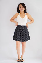 Clovie Polkadot Mini Skirt in Black