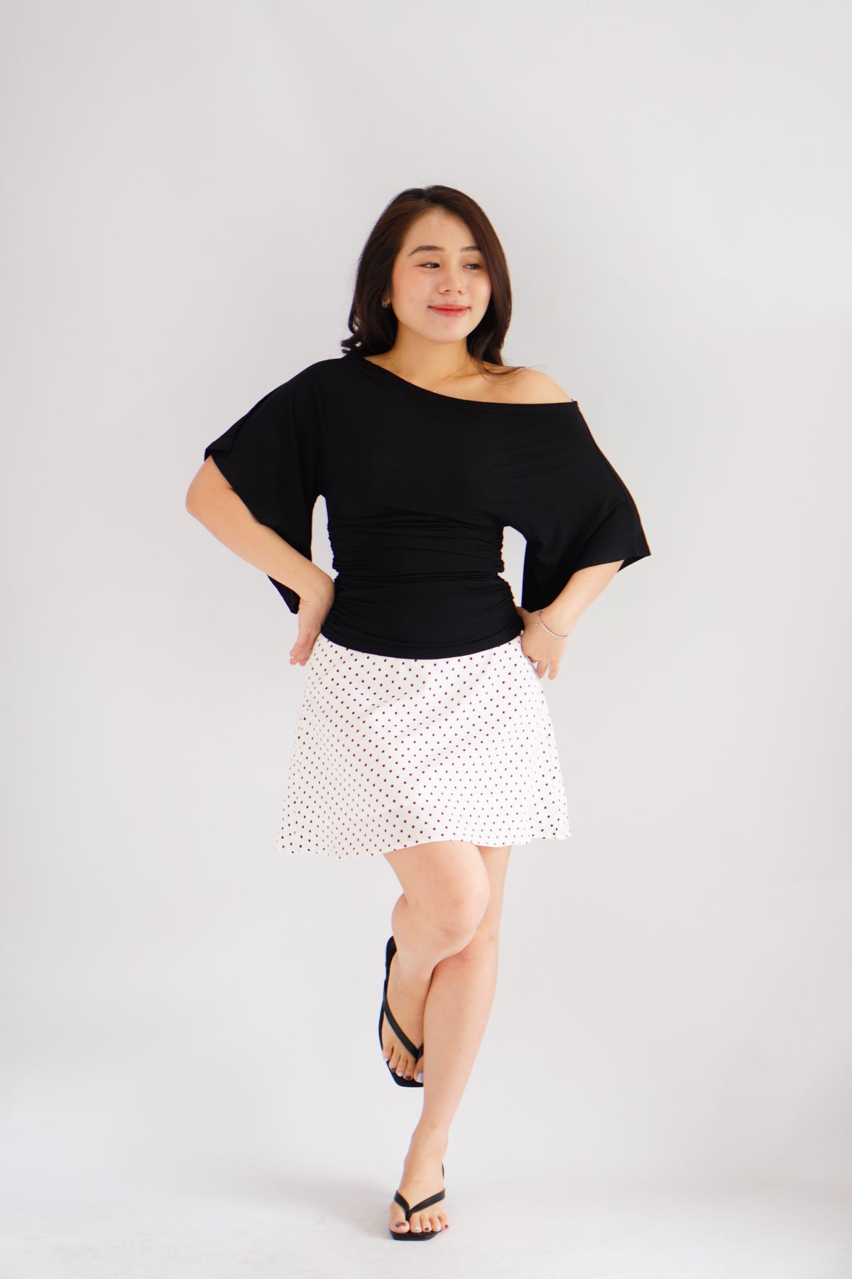 Clovie Polkadot Mini Skirt in White
