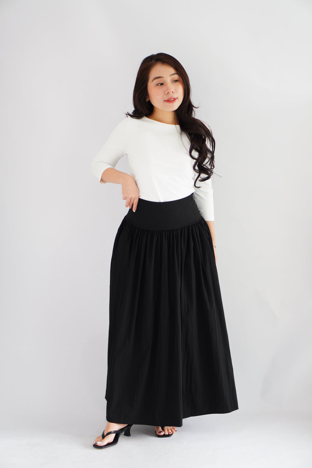 Vanessa Boat Neck Mid Sleeve Top in White