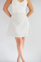 Clovie Polkadot Mini Skirt in White