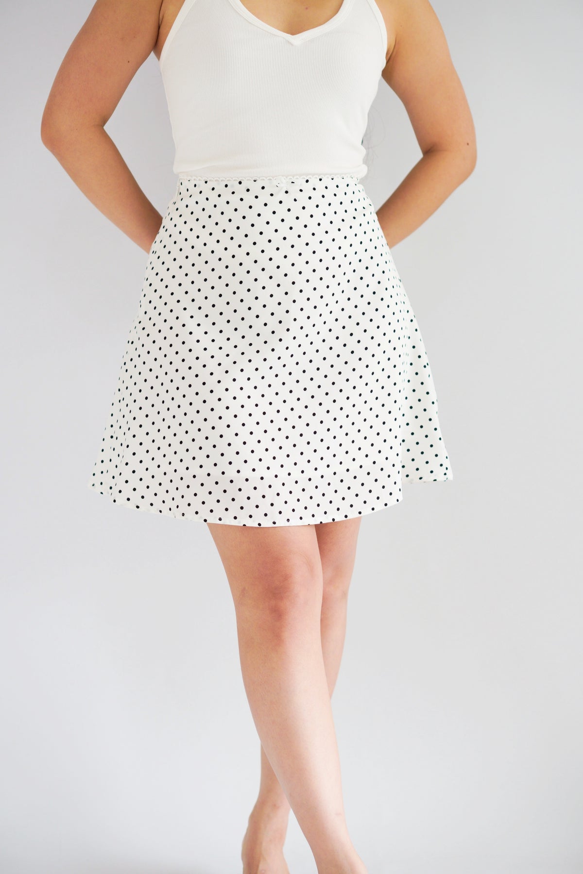 Clovie Polkadot Mini Skirt in White