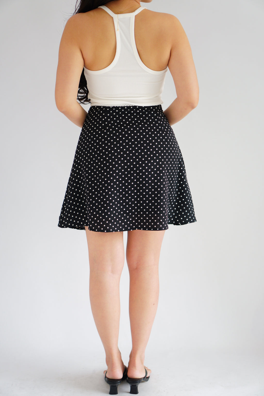 Clovie Polkadot Mini Skirt in Black