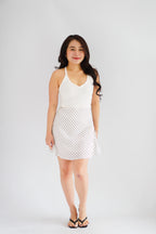 Clovie Polkadot Mini Skirt in White