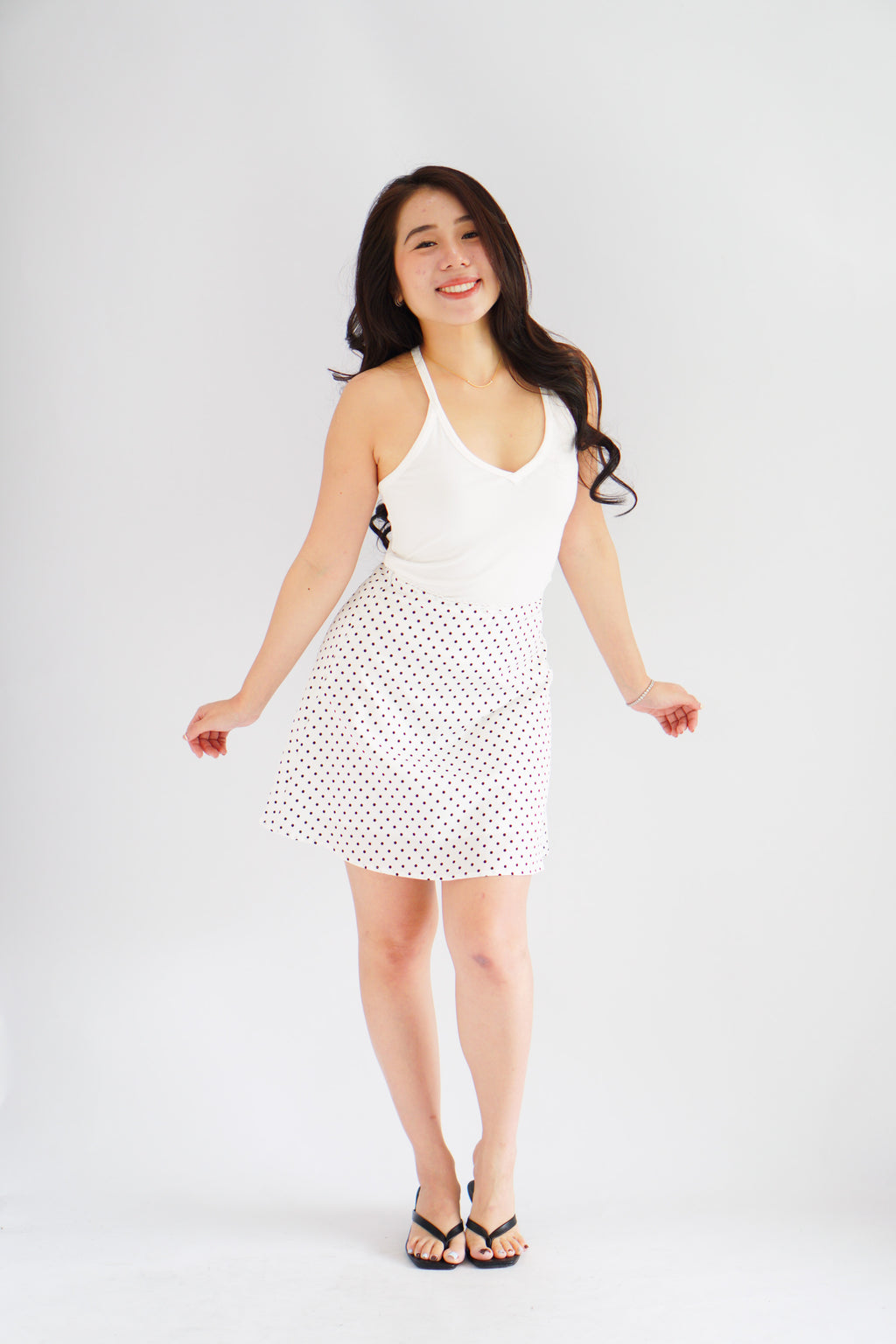 Clovie Polkadot Mini Skirt in White