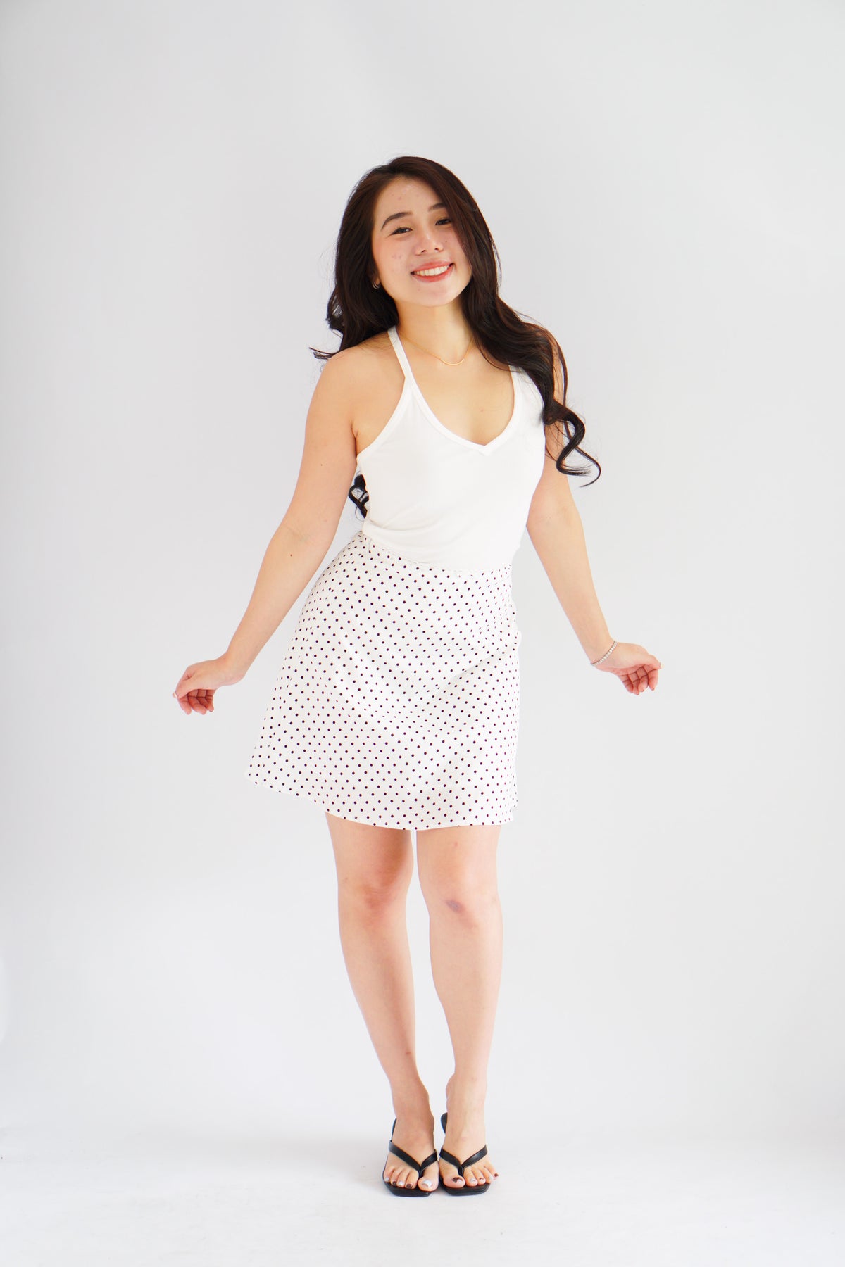 Clovie Polkadot Mini Skirt in White