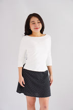 Vanessa Boat Neck Mid Sleeve Top in White