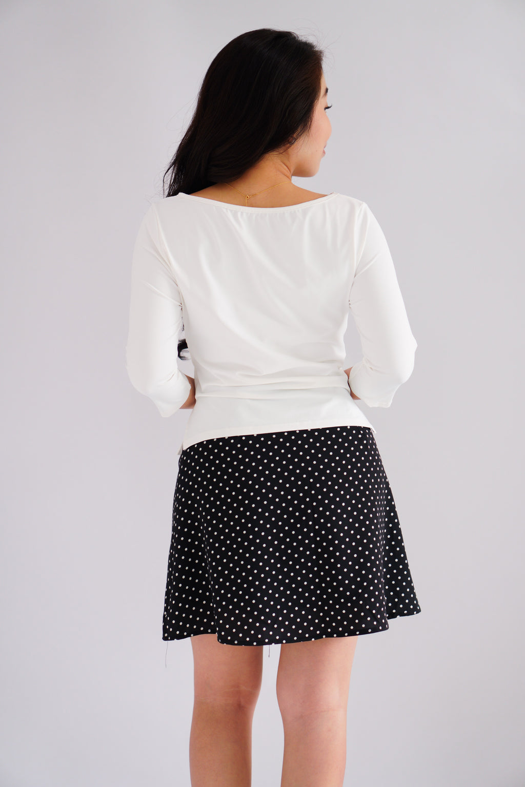 Vanessa Boat Neck Mid Sleeve Top in White