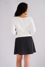 Vanessa Boat Neck Mid Sleeve Top in White