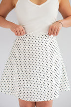 Clovie Polkadot Mini Skirt in White