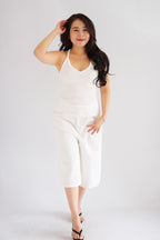 Esme Basic V Neck Camisole Top in White