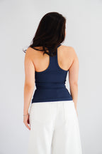 Esme Basic V Neck Camisole Top in Dark Blue