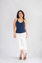 Esme Basic V Neck Camisole Top in Dark Blue