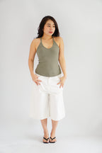 Esme Basic V Neck Camisole Top in Green