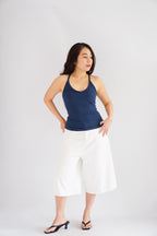 Esme Basic V Neck Camisole Top in Dark Blue
