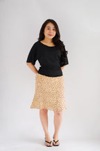 Sasha Leopard Printed Midi Skirt in Yellow