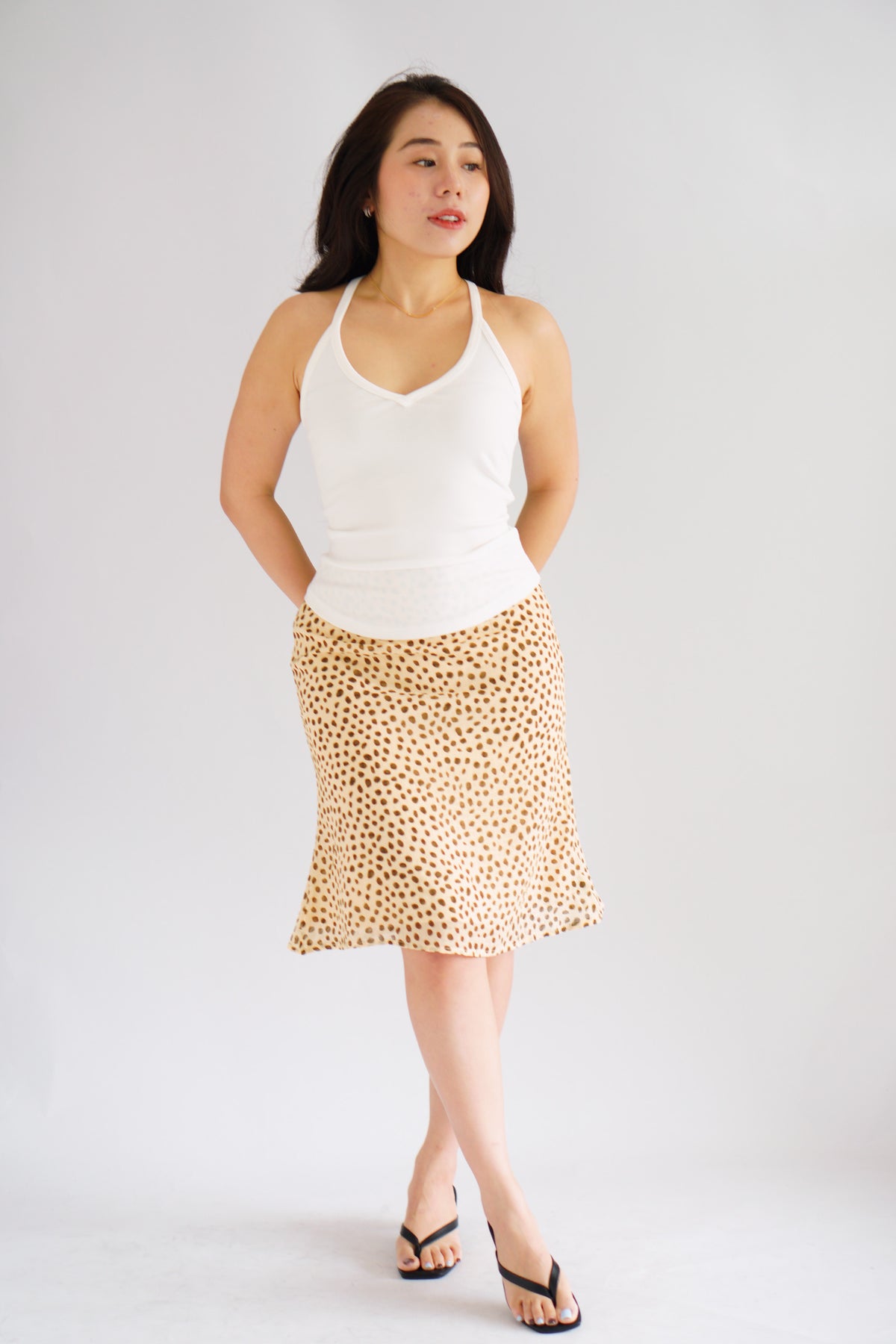 Sasha Leopard Printed Midi Skirt in Yellow
