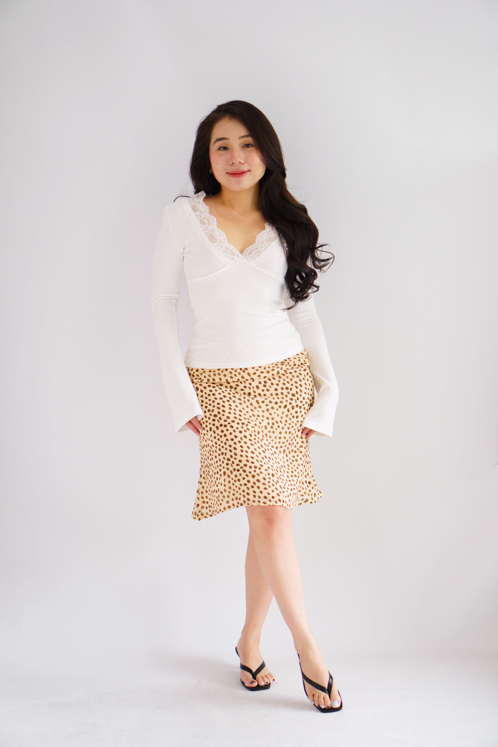 Sasha Leopard Printed Midi Skirt in Yellow