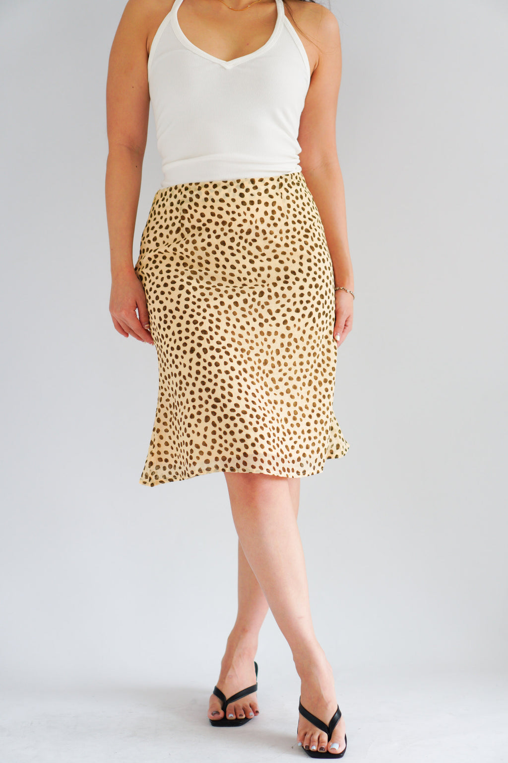 Sasha Leopard Printed Midi Skirt in Yellow