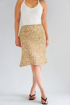 Sasha Leopard Printed Midi Skirt in Yellow