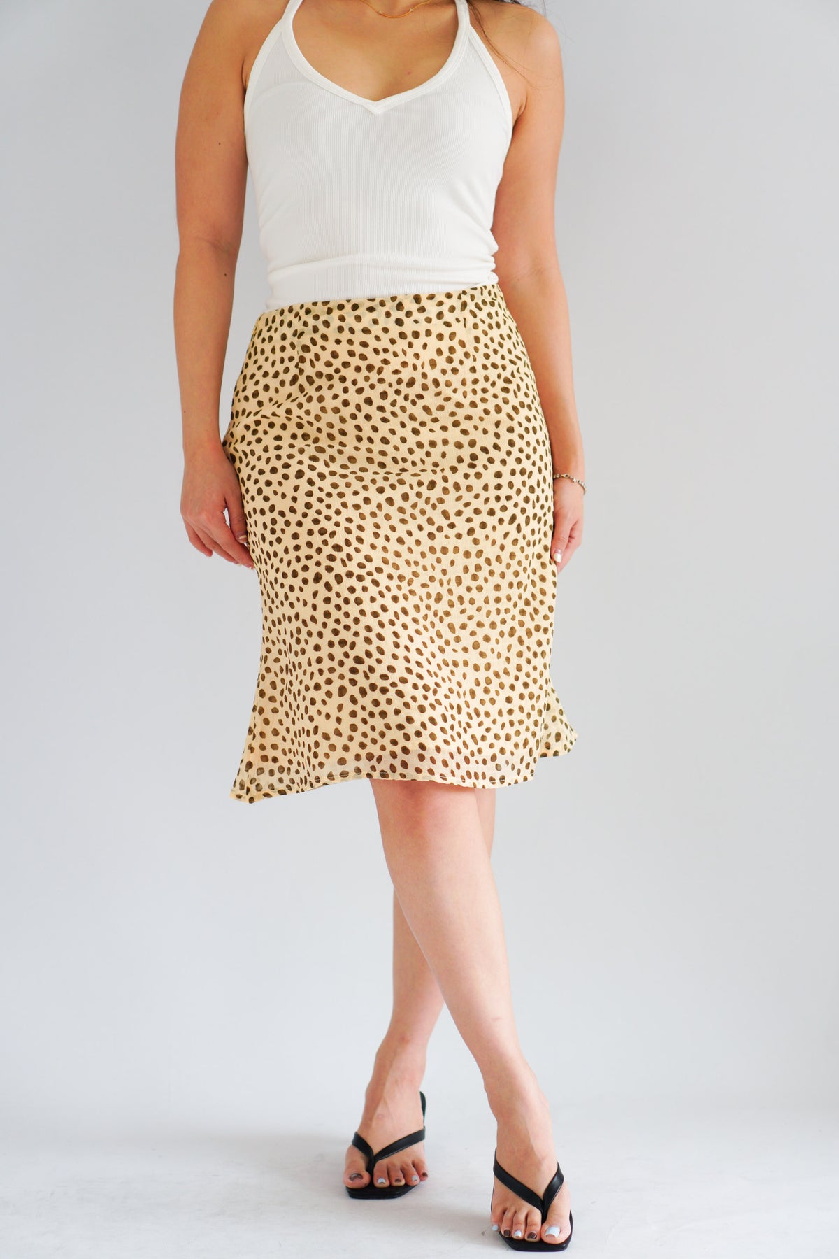Sasha Leopard Printed Midi Skirt in Yellow