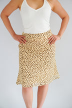 Sasha Leopard Printed Midi Skirt in Yellow