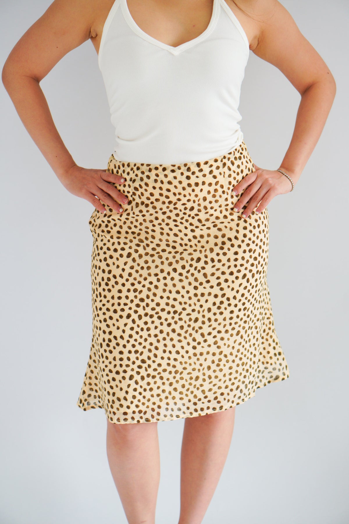 Sasha Leopard Printed Midi Skirt in Yellow