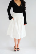 Estelle Thick Waist Band Midi Skirt in White