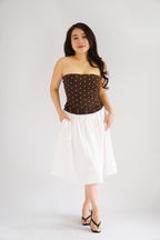 Estelle Thick Waist Band Midi Skirt in White
