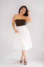 Estelle Thick Waist Band Midi Skirt in White