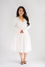 Estelle Thick Waist Band Midi Skirt in White