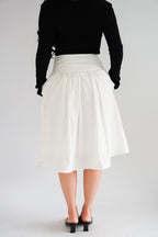 Estelle Thick Waist Band Midi Skirt in White