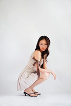 Ariane Pleated Mini Skirt in Beige