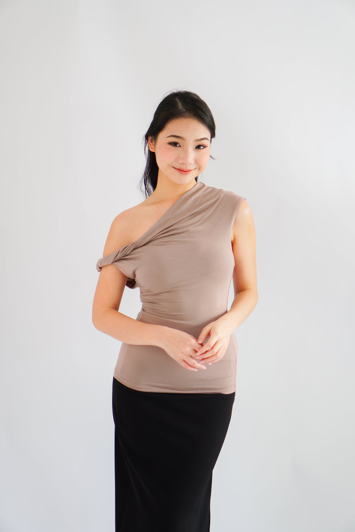 Myoka Ruched Toga Top in Khaki