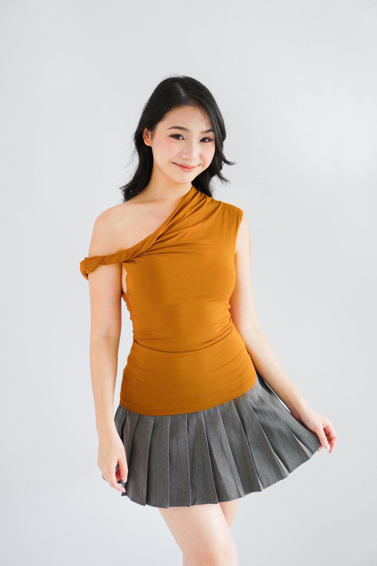 Myoka Ruched Toga Top in Mustard