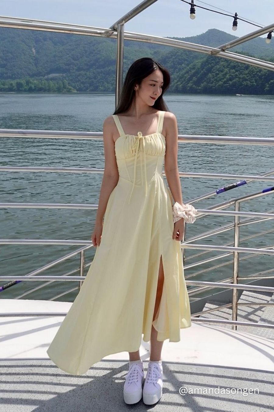 Dahlia Corset Maxi A-Line Dress in Yellow