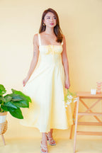 Dahlia Corset Maxi A-Line Dress in Yellow