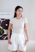 Jess Basic Round Neck Top in Beige