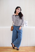 (BACKORDER) Juna Stripes Knit Cardigan Top in Black & White