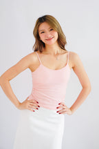 Moki Basic Padded Camisole Top in Pink