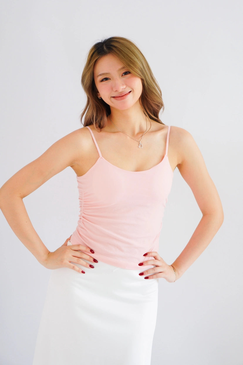 Moki Basic Padded Camisole Top in Pink