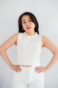 Patty Basic High Neck Knit Top in White