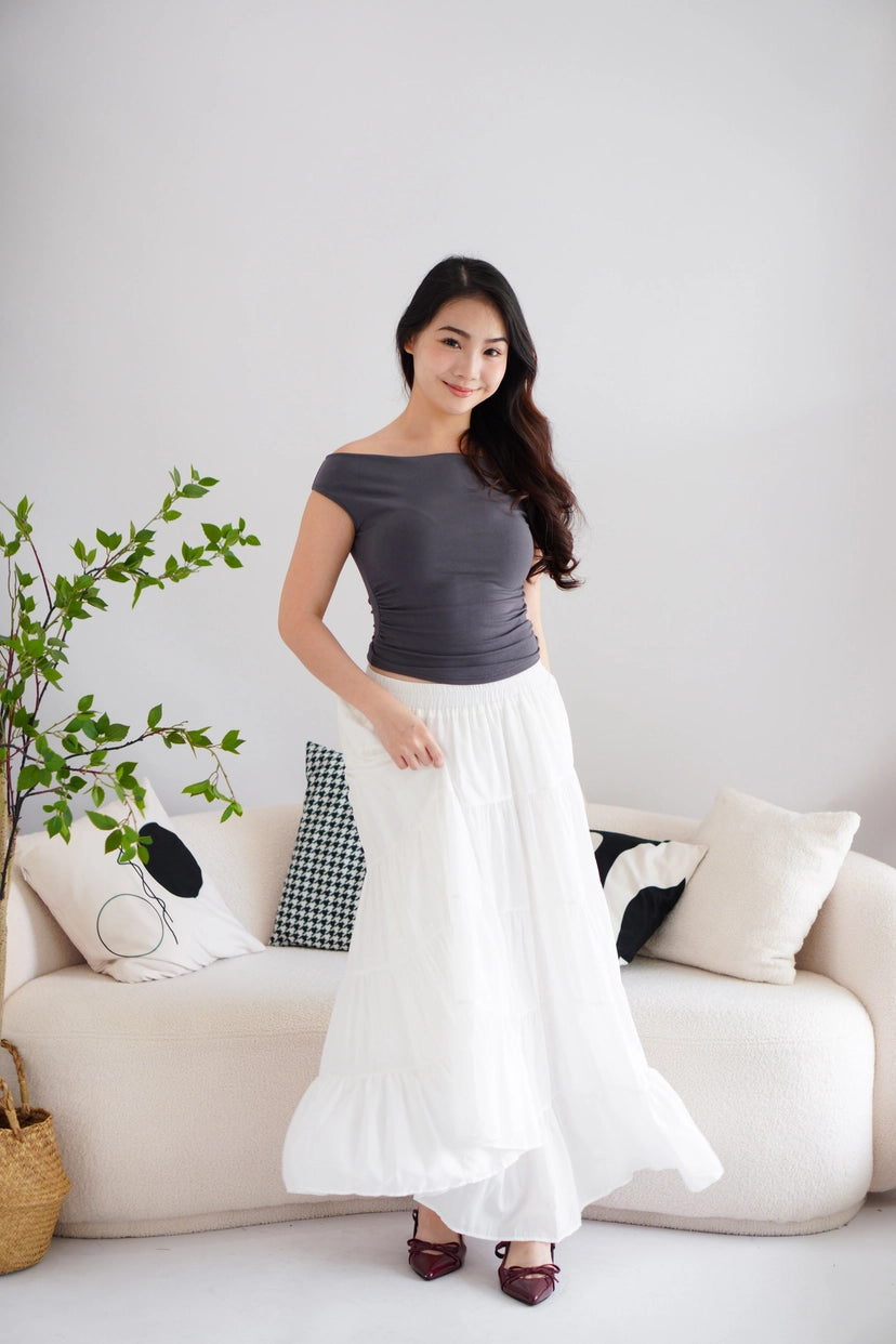 Reika Cowl Neck Ruched Top in Grey