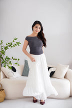 Reika Cowl Neck Ruched Top in Grey