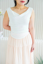 Reika Cowl Neck Ruched Top in White