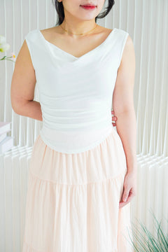 Reika Cowl Neck Ruched Top in White