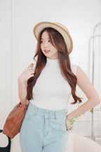Seo High Neck Sleeveless Top in White